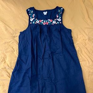 J Crew navy embroidered shift dress